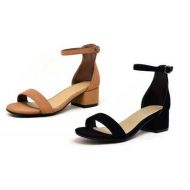 Mata Womens Suede Open-Toe Low-Block-Heel Ankle-Strap Formal Sandals