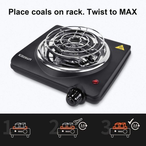  Mata Leon Electric Coals Burner Multipurpose Charcoal Burner ETL Approved Single Hot Plate 1000W Charcoal Starter with Adjustable Temperature Control Stainless Steel Cooktop Countertop for C