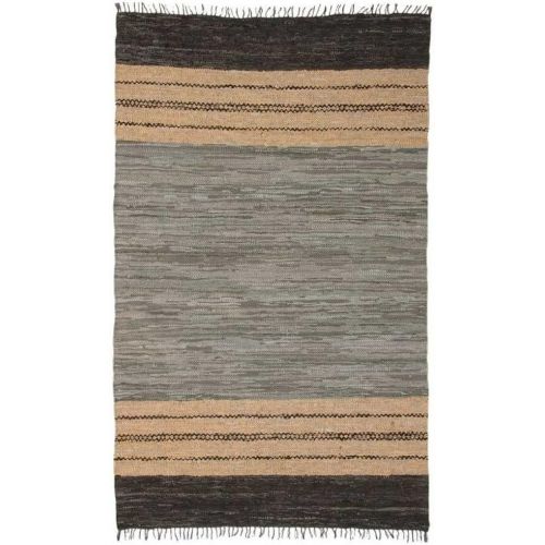  Matador Leather Chindi Rug, 4 by 6-Feet, Gray