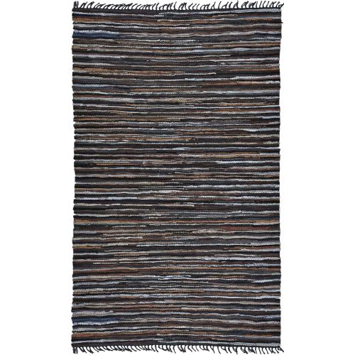  Matador Leather Chindi Rug, 4 by 6-Feet, Gray