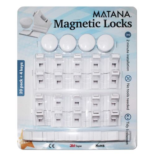  Matana Magnetic Safety Lock for Cupboard and Draws - Child and Baby Proof (20 Locks 4 Keys)