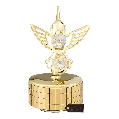  Matashi Gift for Her - Hummingbird Music Box Playing Swan Lake - 24K Gold Plated Crystal Studded Gift for Mom - Ideal Idea - Music Boxes for Women