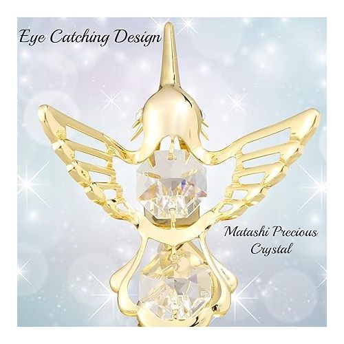  Matashi Gift for Her - Hummingbird Music Box Playing Swan Lake - 24K Gold Plated Crystal Studded Gift for Mom - Ideal Idea - Music Boxes for Women