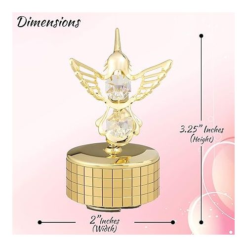  Matashi Gift for Her - Hummingbird Music Box Playing Swan Lake - 24K Gold Plated Crystal Studded Gift for Mom - Ideal Idea - Music Boxes for Women