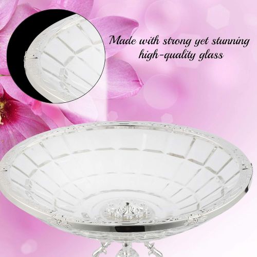  Matashi Crystal Candy Decorative Bowl Plate Dish, Round Serving Platter with 24K Gold Plated Pedestal Crystal Ball Base for Weddings Parties Tabletop Stand for Cakes Desserts Fruit