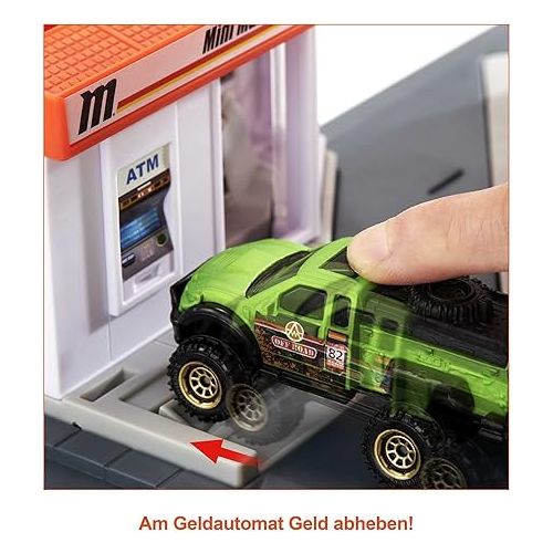  Matchbox Cars Playset, Action Drivers Fuel Station & 1:64 Scale Toy Truck, Moveable Gas Hoses & Car-Activated Features