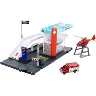 Matchbox Cars Playset, Action Drivers Helicopter Rescue & 1:64 Scale Toy Ambulance & Helicopter, Connects to Other Sets