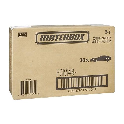  Matchbox Cars, 20-Pack of 1:64 Scale Die-Cast Toy Cars, Buses, Fire, Construction or Police Vehicles (Styles May Vary)