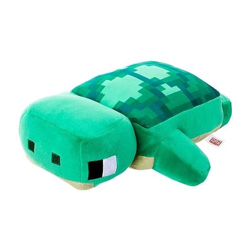 마텔 Mattel Minecraft Plush Turtle 12-inch Stuffed Animal Figure, Inspired by Video Game Character, Collectible Toy