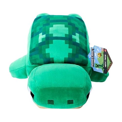 마텔 Mattel Minecraft Plush Turtle 12-inch Stuffed Animal Figure, Inspired by Video Game Character, Collectible Toy