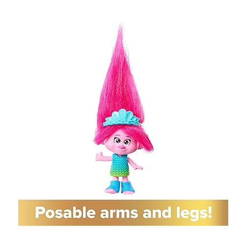 마텔 Mattel DreamWorks Trolls Band Together Queen Poppy Small Doll with Removable Outfit & Plush Hair, Toys Inspired by The Movie