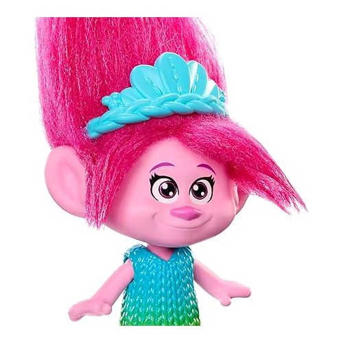 마텔 Mattel DreamWorks Trolls Band Together Queen Poppy Small Doll with Removable Outfit & Plush Hair, Toys Inspired by The Movie