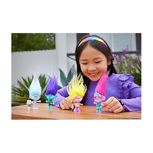 마텔 Mattel DreamWorks Trolls Band Together Queen Poppy Small Doll with Removable Outfit & Plush Hair, Toys Inspired by The Movie