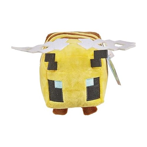 마텔 Mattel Minecraft Basic 8-inch Plush Bee Stuffed Animal Figure, Soft Doll Inspired by Video Game Character