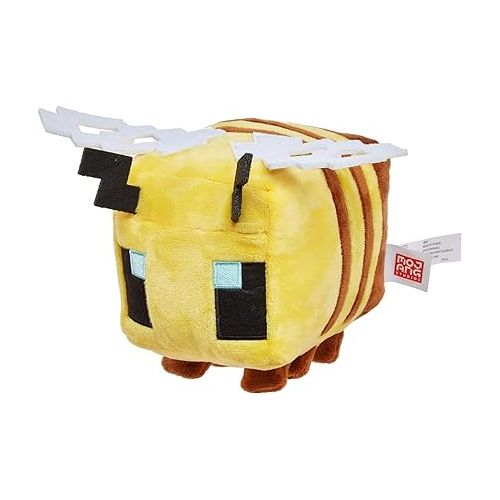 마텔 Mattel Minecraft Basic 8-inch Plush Bee Stuffed Animal Figure, Soft Doll Inspired by Video Game Character