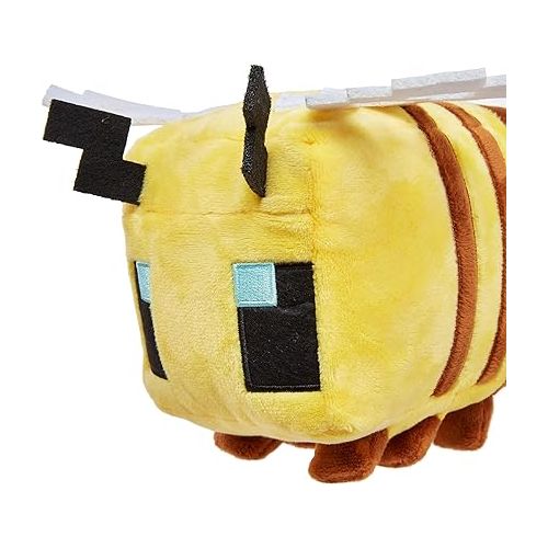 마텔 Mattel Minecraft Basic 8-inch Plush Bee Stuffed Animal Figure, Soft Doll Inspired by Video Game Character