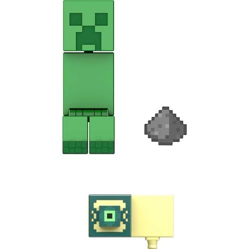 마텔 Mattel Minecraft Toys 3.25-inch Action Figure, Creeper with Accessory & Portal Piece, Toy Collectible Inspired by Video Game