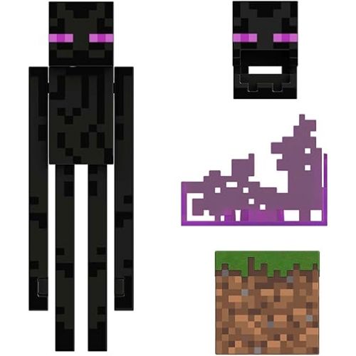 마텔 Mattel Minecraft Diamond Level Enderman Action Figure & Die-Cast Accessories, Collectible Toy Inspired by Video Game, 5.5 inch