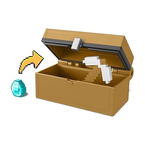 마텔 Minecraft Mob Head Minis Cave Explorers Pack with 2 Action Figures and Accessories, Steve and Creeper, Collectible Gift for Fans Age 6 Years and Older