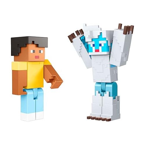 마텔 Mattel Minecraft Game, Creator Series Action Figures and Accessories, Camp Enderwood Steve and Mob Figures, Collectible Gift for Kids