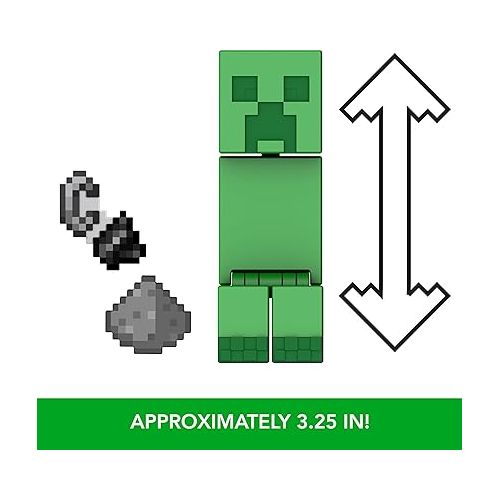 마텔 Mattel Minecraft Action Figures & Accessories Collection, 3.25-in Scale with Pixelated Design (Characters May Vary)