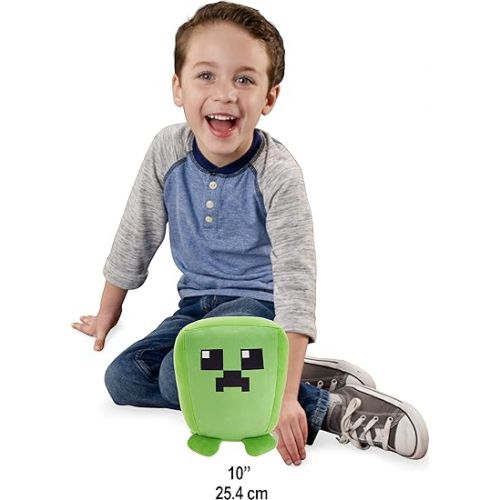 마텔 Minecraft Cuutopia 10-in Creeper Plush Character, Soft Rounded Pillow Doll, Video Game-Inspired Collectible Toy Gift for Ages 3 Years & Older