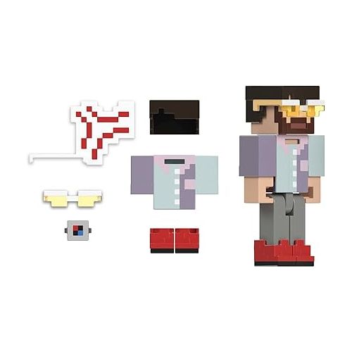 마텔 Mattel Minecraft Creator Series Action Figure & Accessories Set, 3.25-in Scale Camp Enderwood Rougarou & DLC Codes