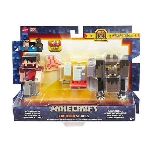 마텔 Mattel Minecraft Creator Series Action Figure & Accessories Set, 3.25-in Scale Camp Enderwood Rougarou & DLC Codes