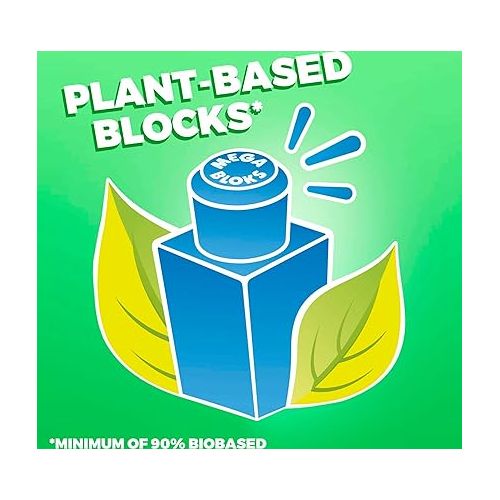 마텔 MEGA Bloks Fisher-Price Toddler Blocks Toys Set, Build ‘n Play Bag with 60 Plant-Based Pieces and Storage, Blue, Ages 1+ Years