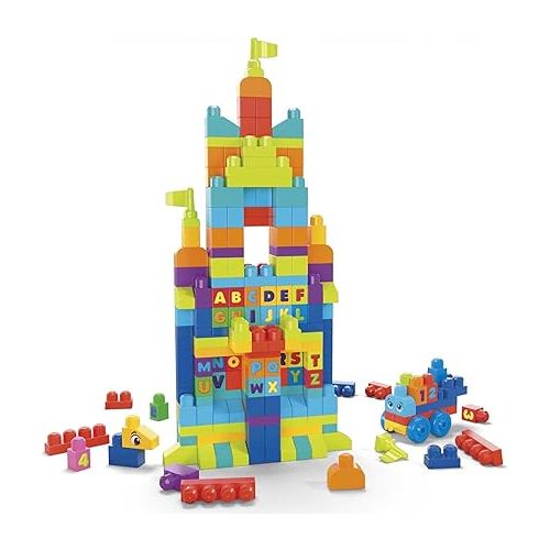 마텔 MEGA BLOKS First Builders Toddler Blocks Toys Set, Even Bigger Building Bag with 300 Pieces and Storage, Blue, Ages 1+ Years