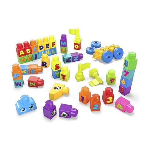 마텔 MEGA BLOKS First Builders Toddler Blocks Toys Set, Even Bigger Building Bag with 300 Pieces and Storage, Blue, Ages 1+ Years