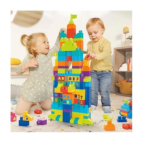 마텔 MEGA BLOKS First Builders Toddler Blocks Toys Set, Even Bigger Building Bag with 300 Pieces and Storage, Blue, Ages 1+ Years