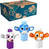 Mega Bloks Peek A Blocks Toys 3-Pack Value Bundle - Tiger, Whale, Cow - with 3 Building Blocks and 3 peek a Boo Rolling Animals, Ages 1+