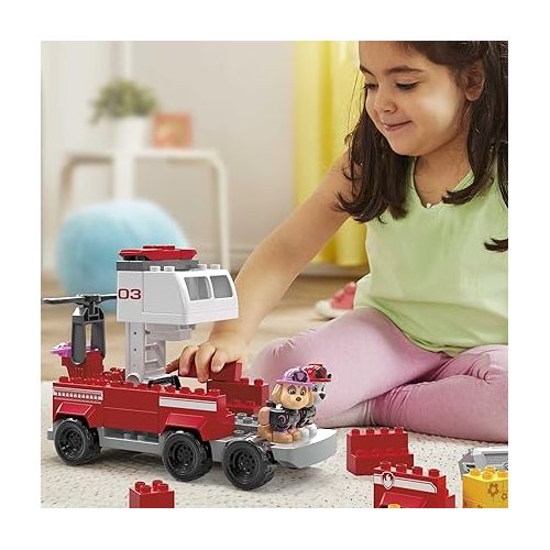 마텔 MEGA BLOKS PAW Patrol Toddler Building Blocks Toy, Marshall's Ultimate Fire Truck with 37 Pieces, 2 Figures, Gift Ideas for Kids Age 3+ Years