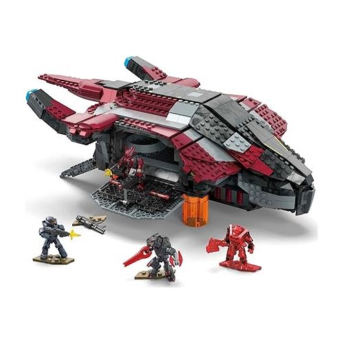 마텔 MEGA Halo Infinite Toys Vehicle Building Set, Banished Phantom Aircraft with 1214 Pieces, 4 Micro Action Figures and Accessories