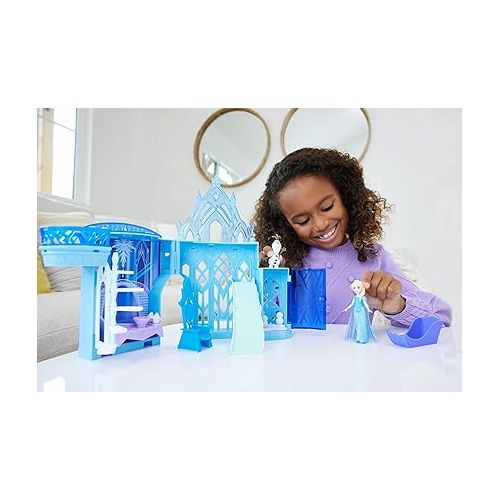 마텔 Mattel Disney Frozen Toys, Elsa Ice Palace Storytime Stackers, Castle Doll House Playset with Small Doll & 8 Accessories