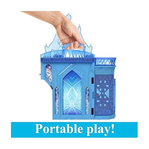 마텔 Mattel Disney Frozen Toys, Elsa Ice Palace Storytime Stackers, Castle Doll House Playset with Small Doll & 8 Accessories