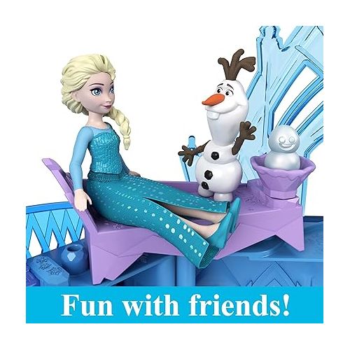 마텔 Mattel Disney Frozen Toys, Elsa Ice Palace Storytime Stackers, Castle Doll House Playset with Small Doll & 8 Accessories