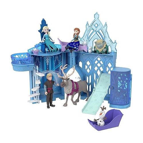 마텔 Mattel Disney Frozen Toys, Elsa Ice Palace Storytime Stackers, Castle Doll House Playset with Small Doll & 8 Accessories