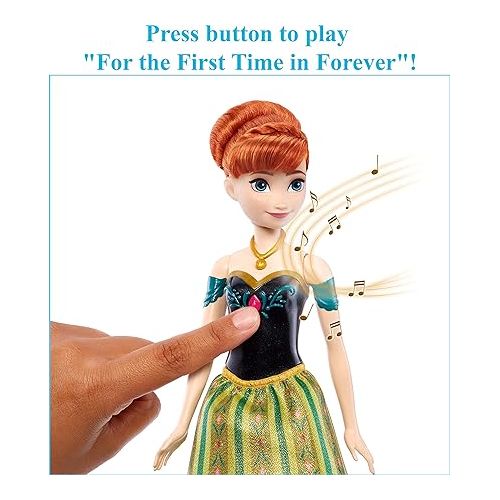 마텔 Mattel Disney Frozen Toys, Singing Anna Doll with Signature Clothing, Sings “For the First Time in Forever” from the Movie Frozen