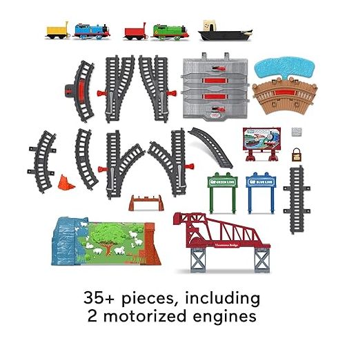 마텔 Thomas & Friends Talking Thomas & Percy Train Set, Motorized Train and Track Set for Preschool Kids Ages 3 Years and Older