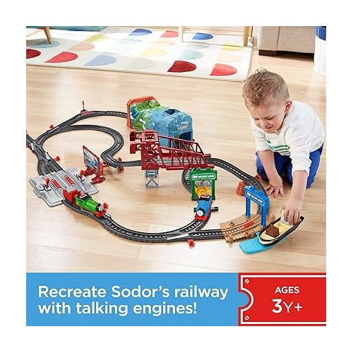 마텔 Thomas & Friends Talking Thomas & Percy Train Set, Motorized Train and Track Set for Preschool Kids Ages 3 Years and Older