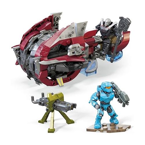 마텔 MEGA Halo Infinite Toy Vehicle Building Sets, Chopper Takedown Motorcycle With 2 Poseable, Collectable Micro Action Figures and Accessories