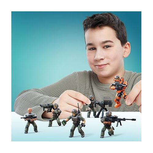 마텔 Mega Construx Halo UNSC Marine Platoon Pack Construction Set, Building Toys for Kids , Brown