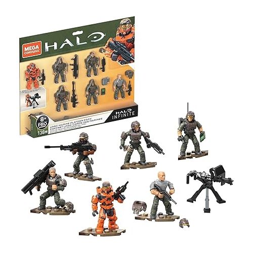 마텔 Mega Construx Halo UNSC Marine Platoon Pack Construction Set, Building Toys for Kids , Brown