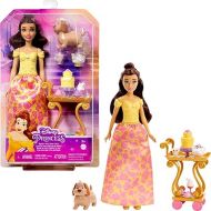 Mattel Disney Princess Belle Tea Time Fashion Doll & Playset with Tea Cart, 3 Character Friends and Food Accessories