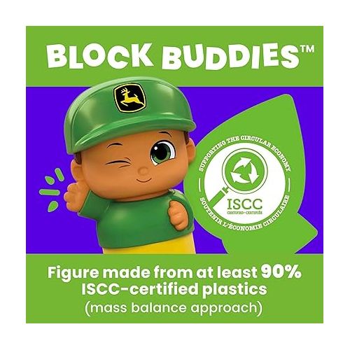 마텔 MEGA BLOKS John Deere Toddler Blocks Building Toy, Dump Truck with 25 Pieces, 1 Figure, Green, Fisher-Price Gift Ideas for Kids