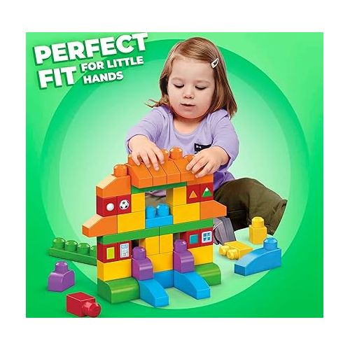 마텔 MEGA BLOKS 150 Toddlers Blocks Learning Toy Building Set, Let's Get Learning! For Toddlers 1-3