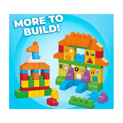 마텔 MEGA BLOKS 150 Toddlers Blocks Learning Toy Building Set, Let's Get Learning! For Toddlers 1-3