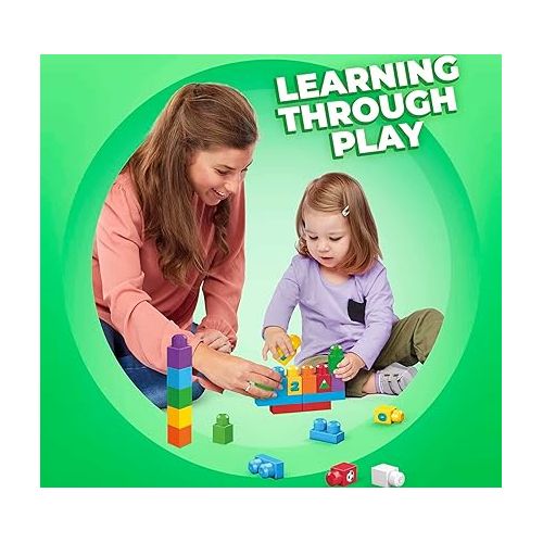 마텔 MEGA BLOKS 150 Toddlers Blocks Learning Toy Building Set, Let's Get Learning! For Toddlers 1-3